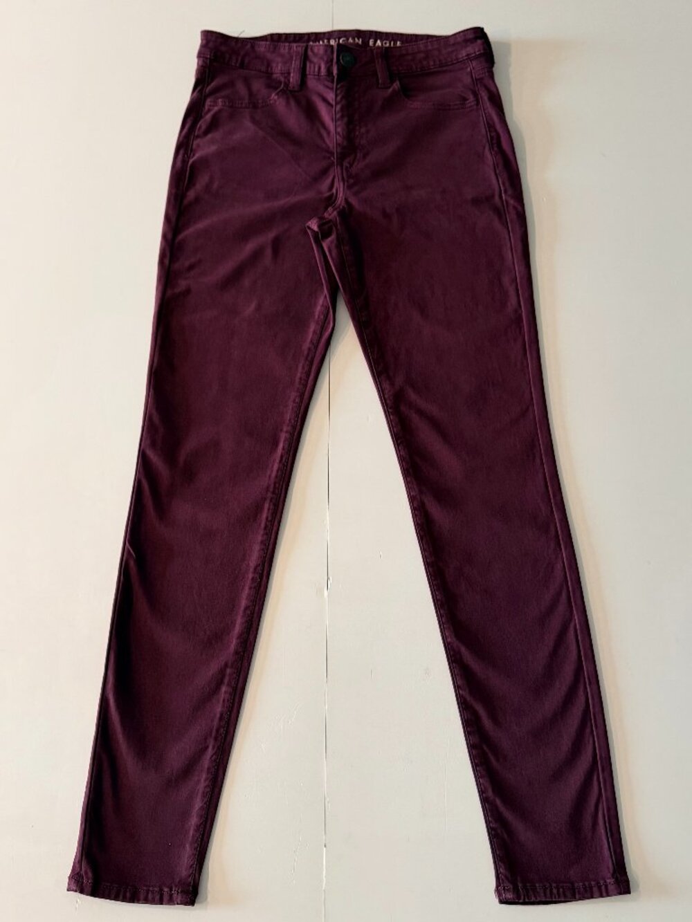 American Eagle Womens Burgundy Jegging Stretch Denim Jeans Size 8 Long Y2K